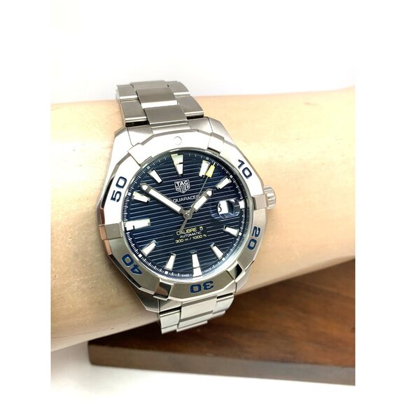 Tag Heuer Men's Watch WAY2012 Aquaracer Swiss Automatic Blue Dial Steel 43mm - Picture 11 of 14
